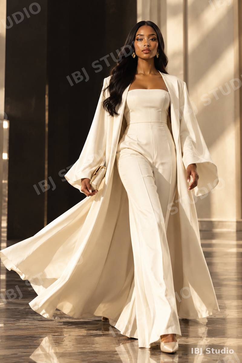Ivory cape jumpsuit